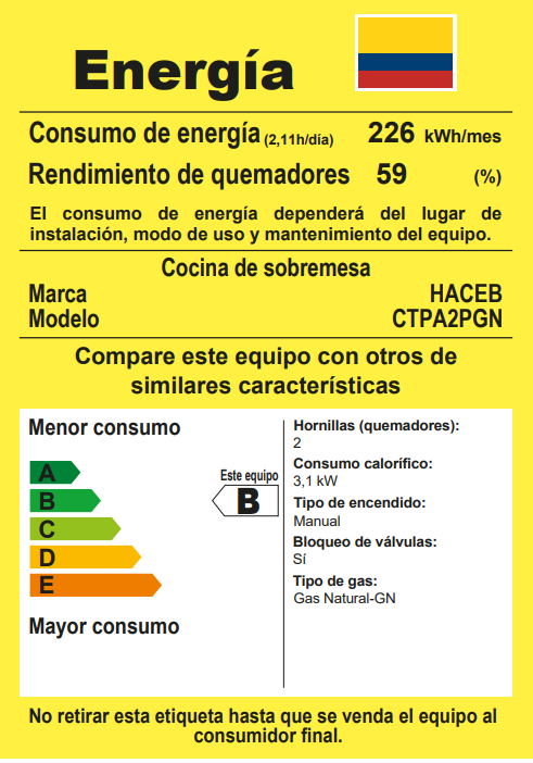 COCINETA HACEB AR GAS-2 GN