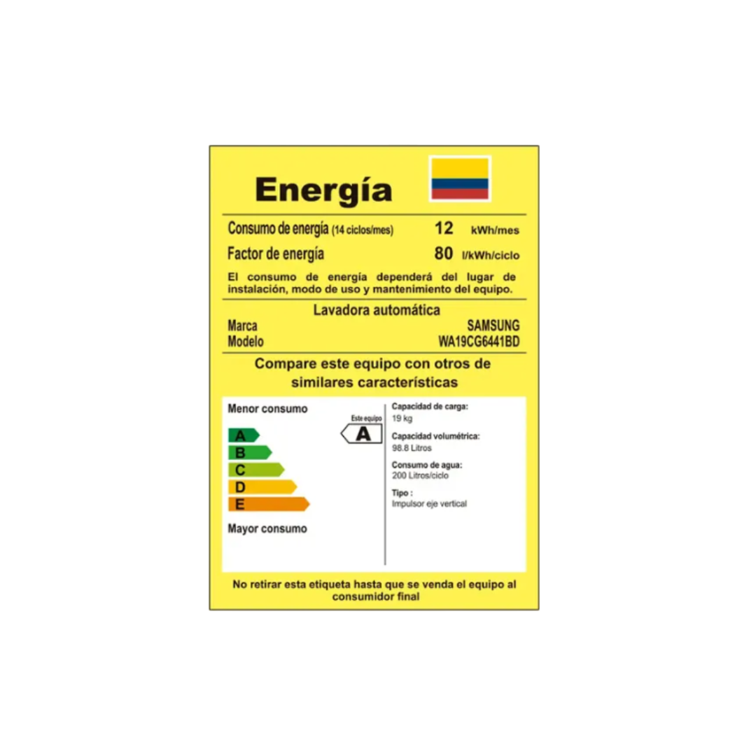 LAVADORA SAMSUNG WA19CG6441BDCO