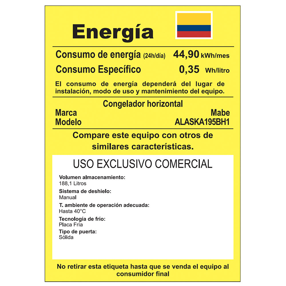 CONGELADOR MABE ALASKA195BH1 198LTS
