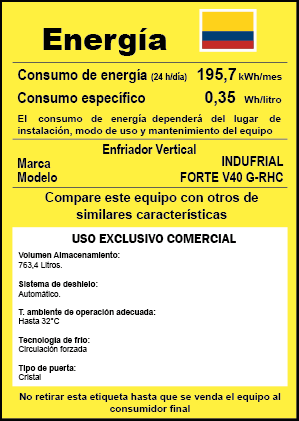 VITRINA REFRIGERANTE INDUFRIAL VERTICAL FORTE V40