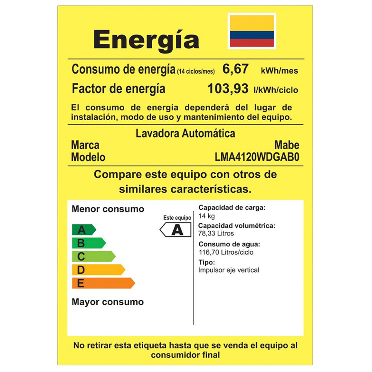 LAVADORA MABE LMA4120WDGAB0 14 KG GRIS