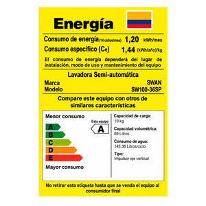 LAVADORA SWAN REVOLUTION DOBLE TINA 10KG - LO