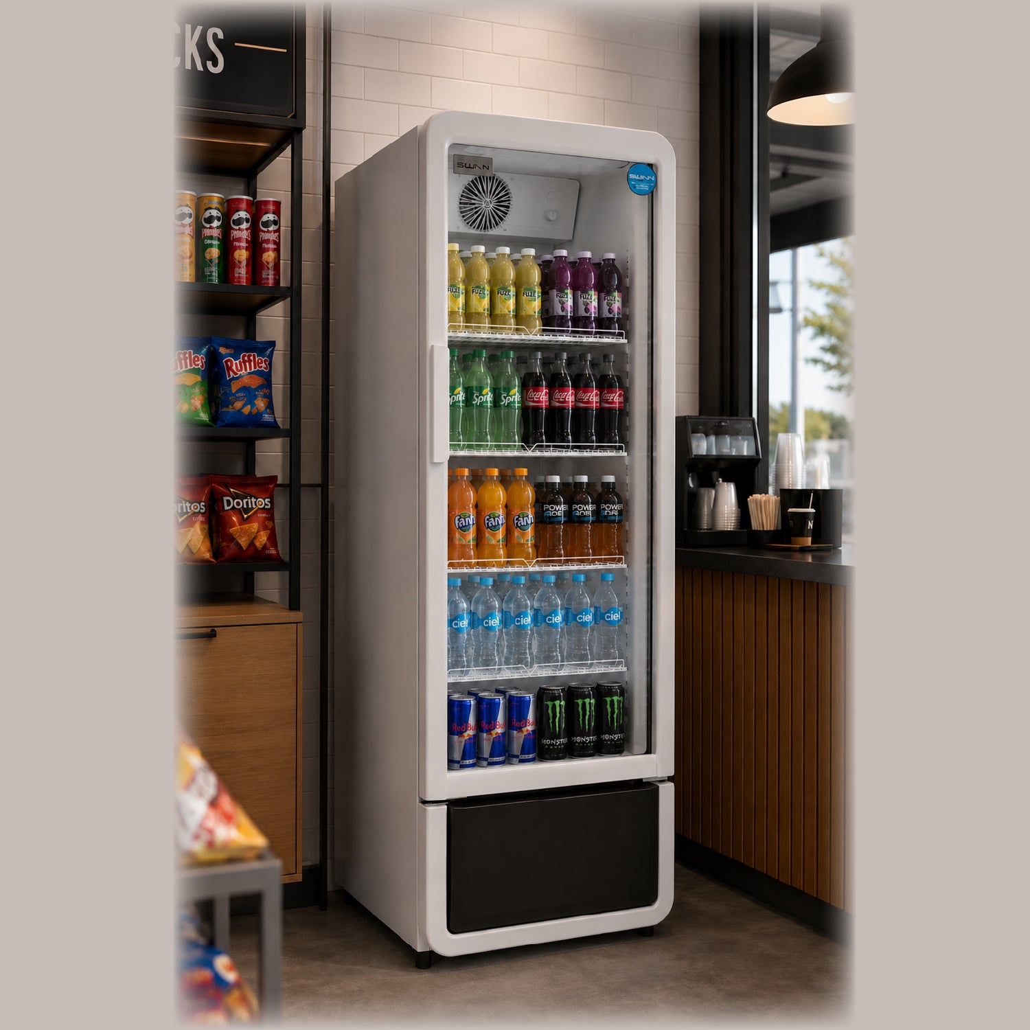 VITRINA REFRIGERADA SWAN 218 LITROS CON PUERTA DE VIDRIO DOBLE | SW-240-1P