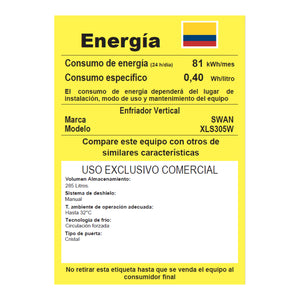 VITRINA REFRIGERADA SWAN 285 Litros | XLS 305W