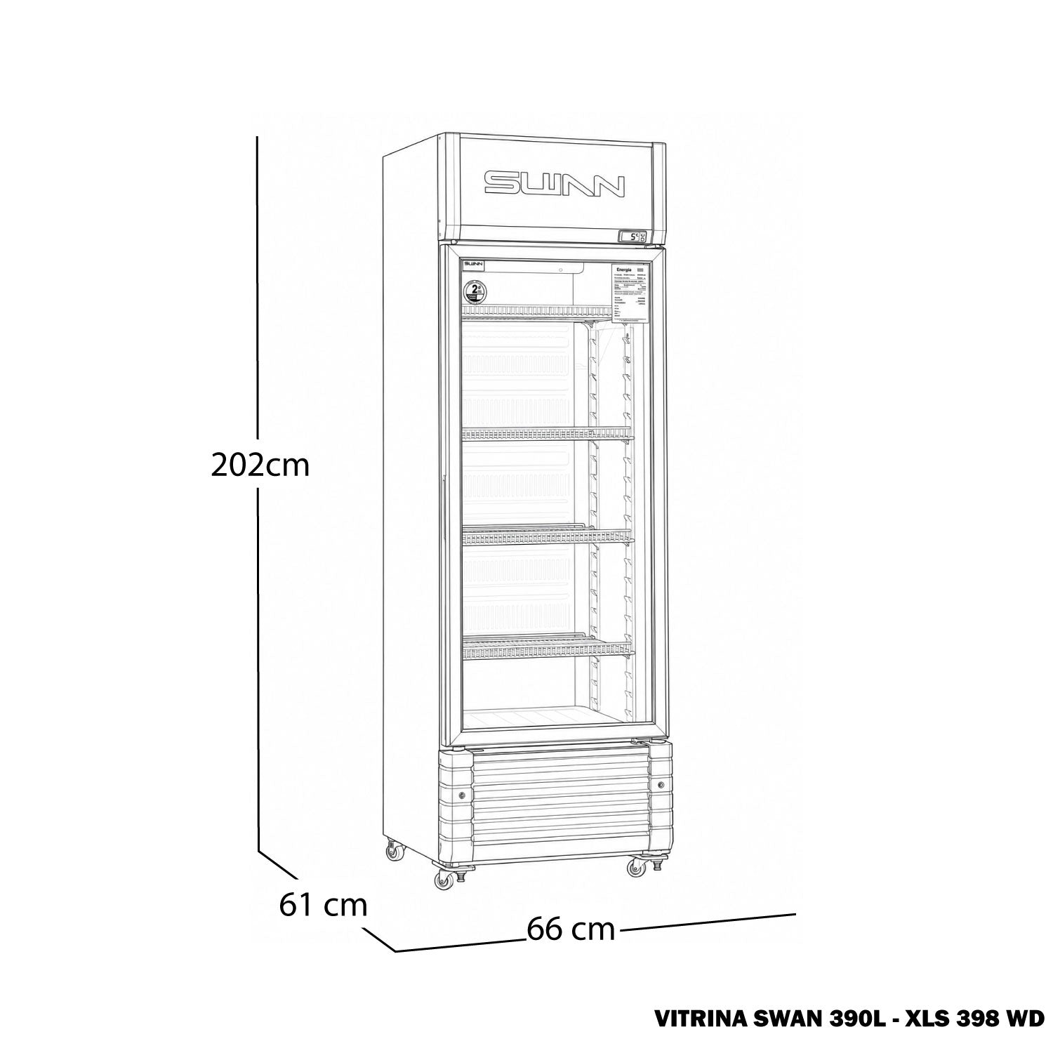 VITRINA REFRIGERADA SWAN 390 LITROS | XLS 398 WD