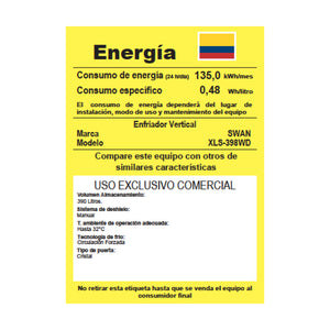 VITRINA REFRIGERADA SWAN 390 LITROS | XLS 398 WD