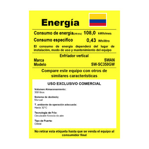 VITRINA REFRIGERADA SWAN 350 LITROS | SW-SC 350 GW
