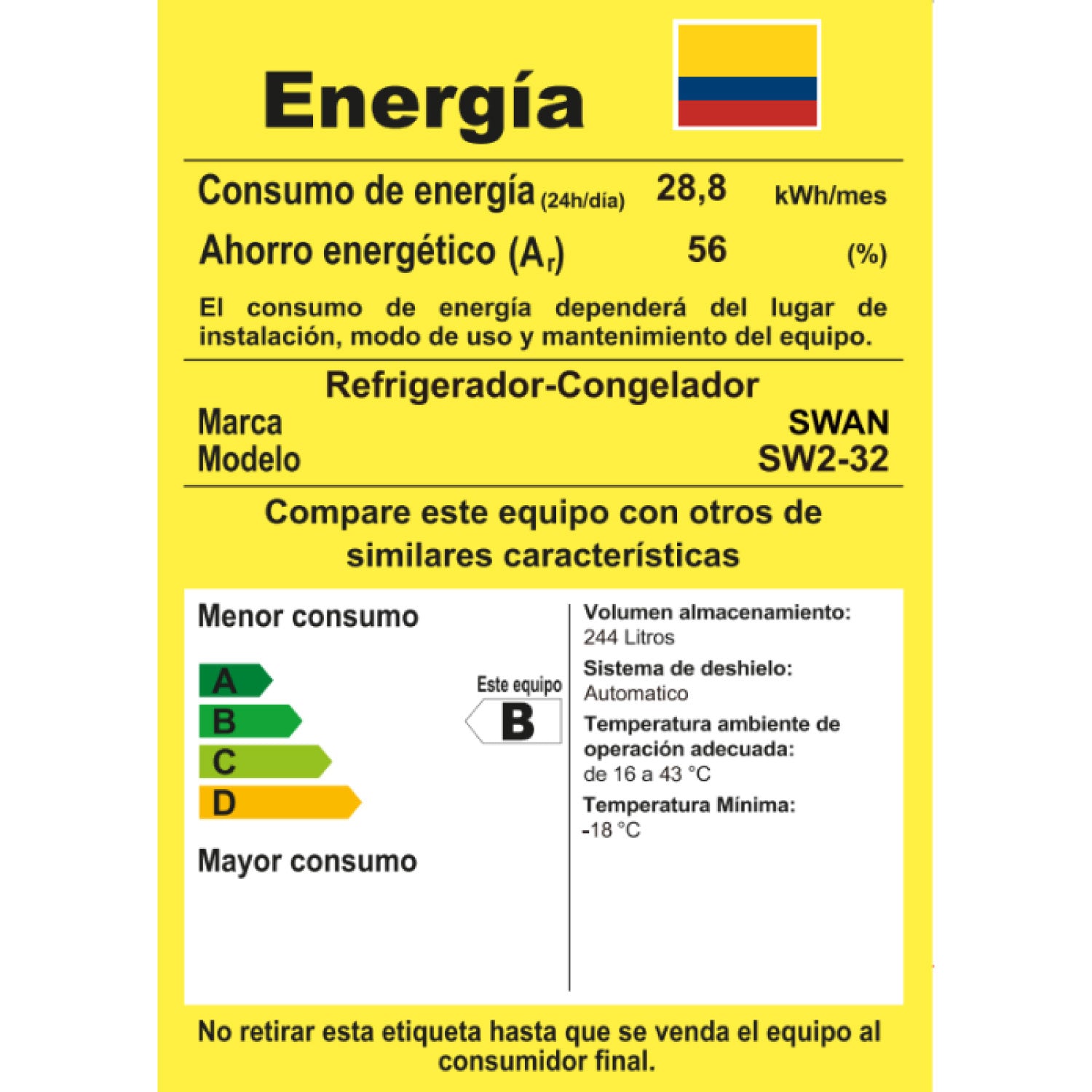 NEVERA SWAN SW2-32 244L NO FROST-DISP