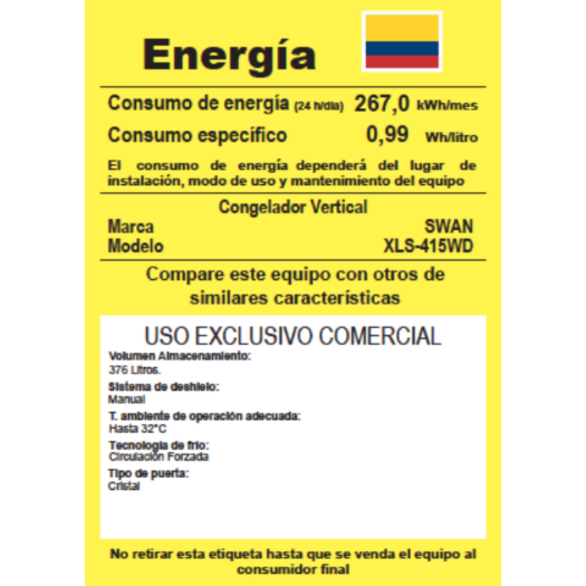 CONG. VERTICAL SWAN 376L -  XLS 415 WD PVV