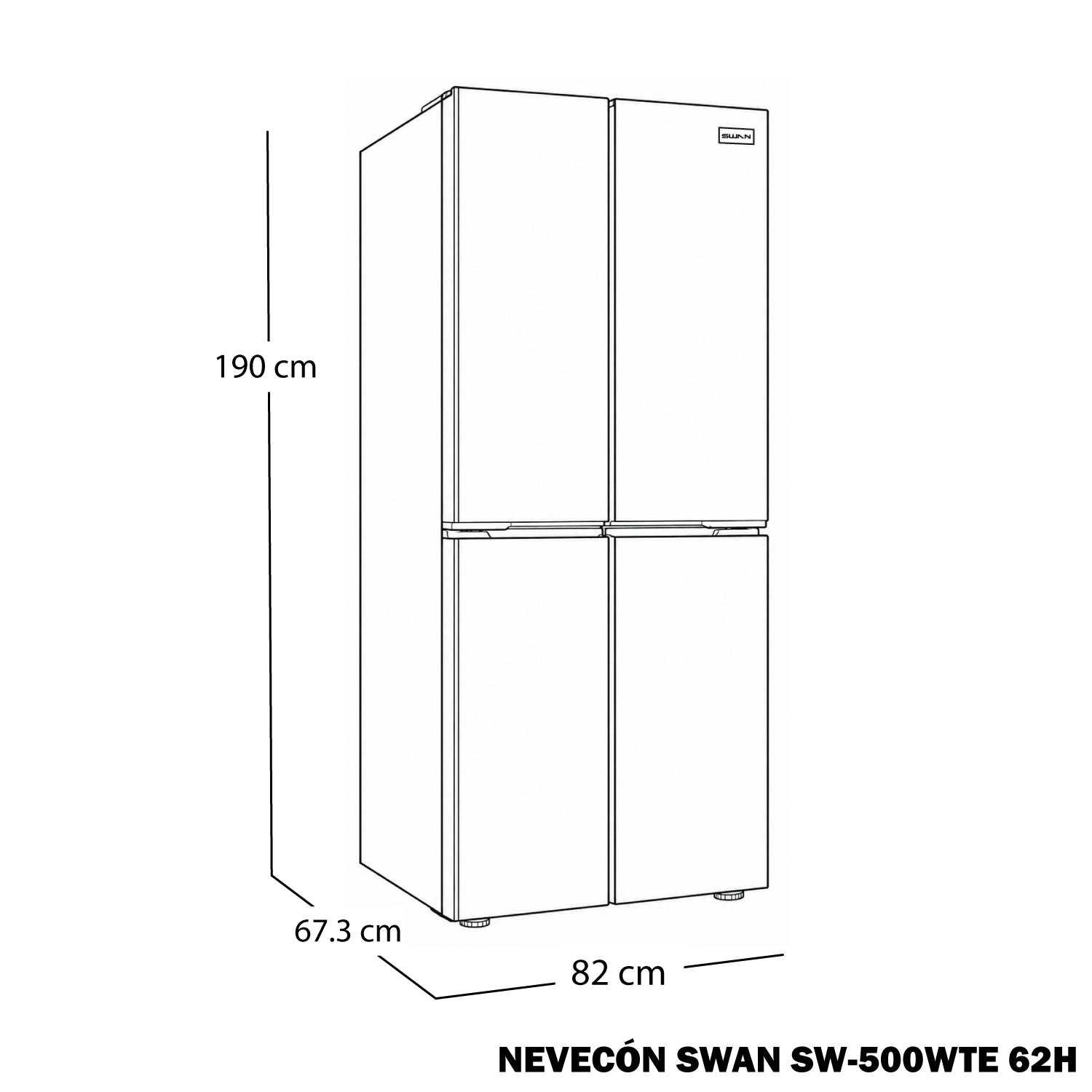Nevecón Swan SW-500WTE 62H 485L No Frost French Door