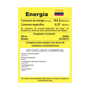 Congelador Horizontal SWAN 393 Litros Tapa de Vidrio | XS-500YX