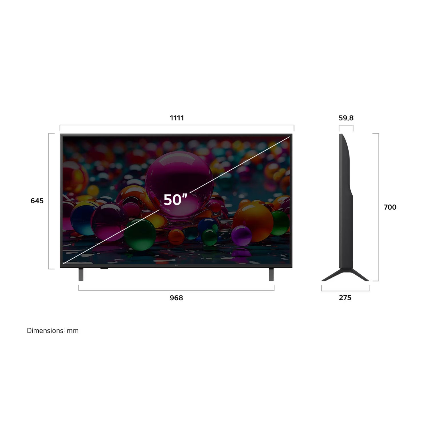 Televisor LG 50" UHD AI 4K Smart TV 2025 - 50UA8000PSB.AWC