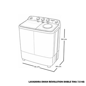 LAVADORA SWAN REVOLUTION DOBLE TINA 7.5 KG - XN