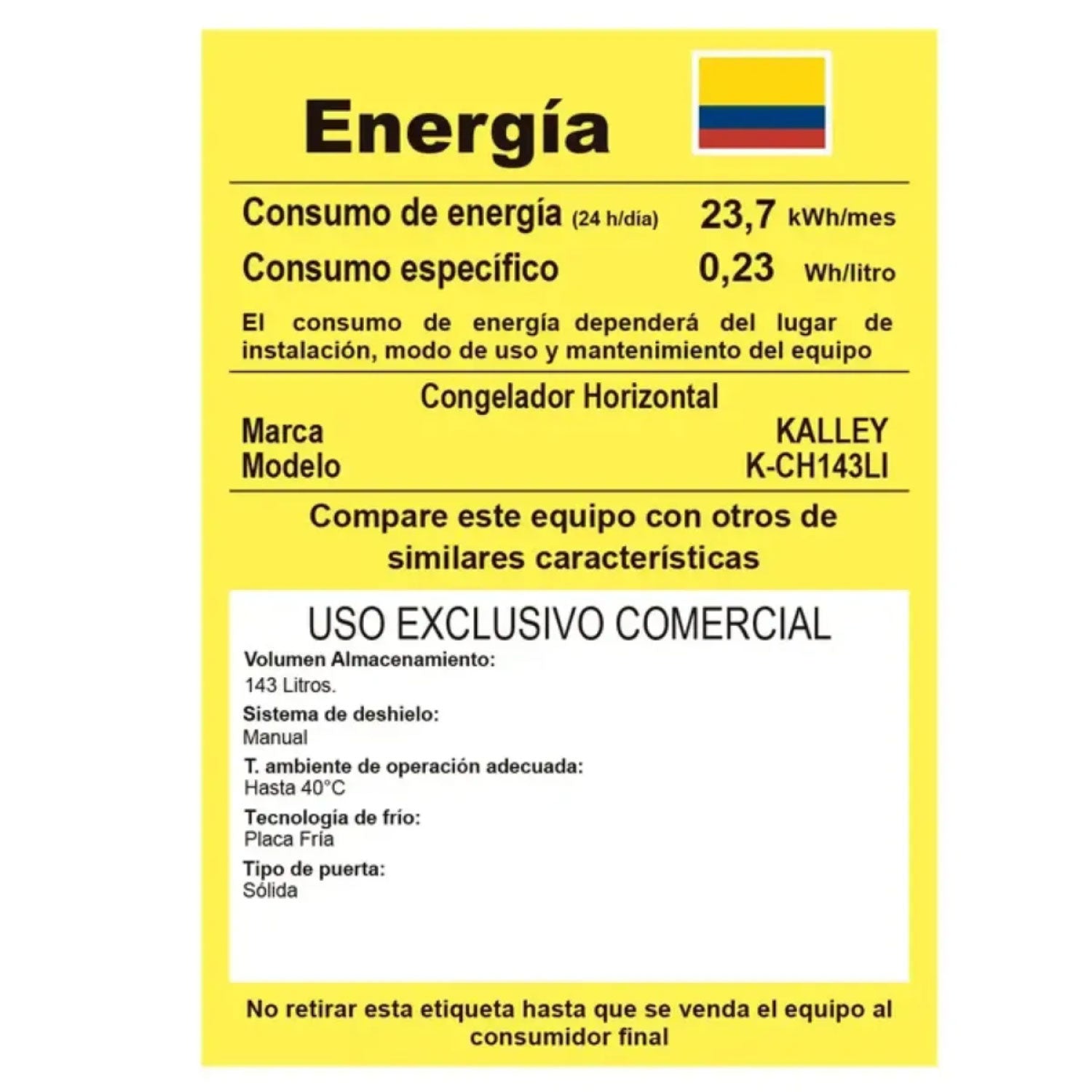 Congelador horizontal Inverter KALLEY Dual 143 Litros K-CH143LI Blanco