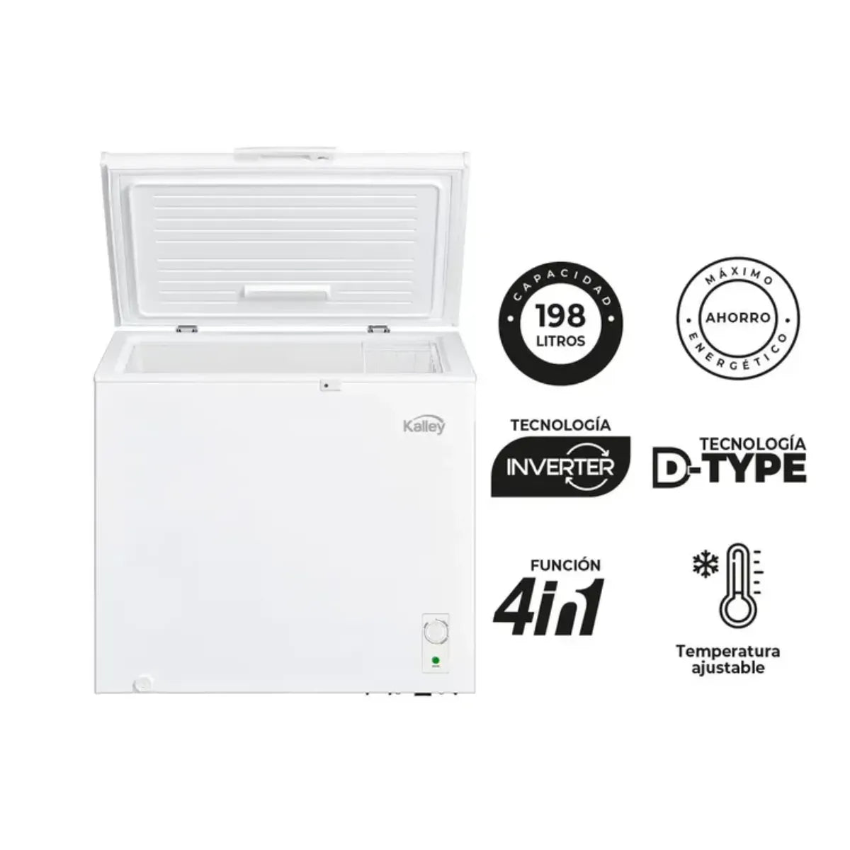 Congelador horizontal Inverter KALLEY Dual 198 Litros K-CH198LI Blanco