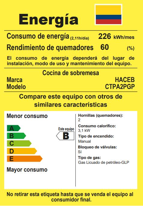Cocineta HACEB 2 Puestos Gas Propano - AR GAS-2 GP