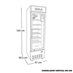 CONGELADOR VERTICAL SWAN 160 LITROS PUERTA DE VIDRIO | SW-159