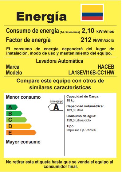 Lavadora Haceb IVY 18 Kilogramos Panel Digital Gris Coal