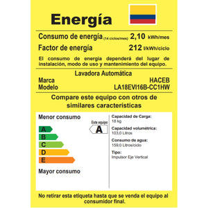 Lavadora Haceb IVY 18 Kilogramos Panel Digital Gris Coal