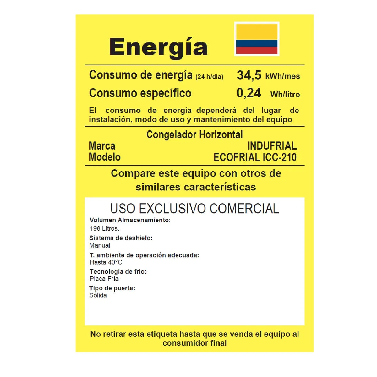 CONGELADOR HORIZONTAL INDUFRIAL ICC-210 L PUERTA SOLIDA