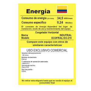 CONGELADOR HORIZONTAL INDUFRIAL ICC-210 L PUERTA SOLIDA
