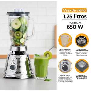 Licuadora KALLEY Cromada 1,25 Litros K-LC Plateada