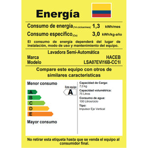 Lavadora Haceb Semiautomática de 7 KG Blanca