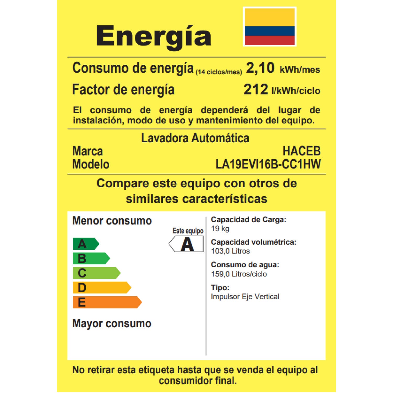 Lavadora Haceb IVY 19 Kg Panel Digital Negra
