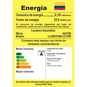 Lavadora Haceb IVY 19 Kg Panel Digital Negra
