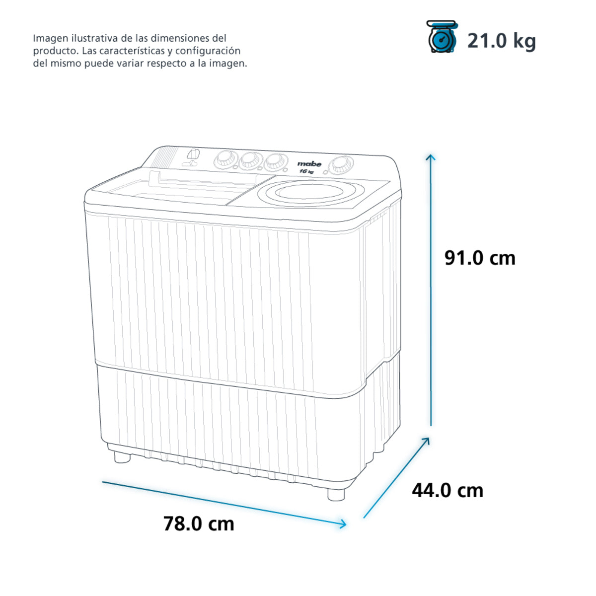 Lavadora Semiautomática Propela 11 Kg Blanca Mabe - LMD1123HBAB0