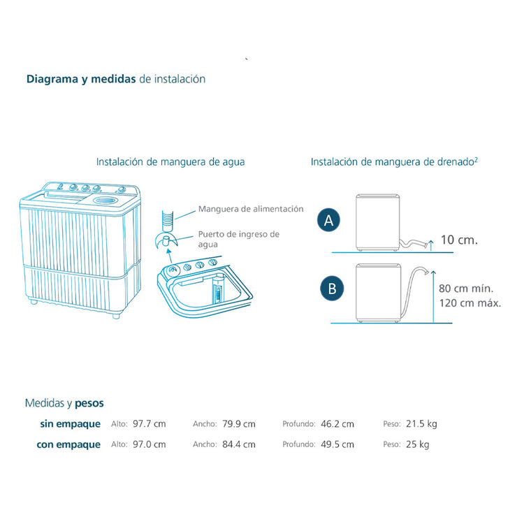 Lavadora Semiautomática Propela 13 Kg Blanca Mabe - LMD3123HBAB0