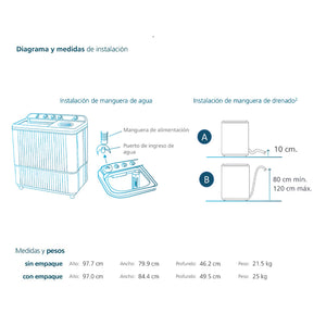 Lavadora Semiautomática Propela 13 Kg Blanca Mabe - LMD3123HBAB0