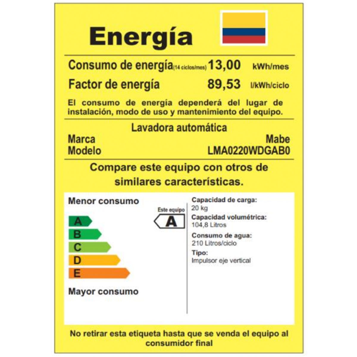 Lavadora Aqua Saver Green 20 Kg Diamond Gray Mabe - LMA0220WDGAB0