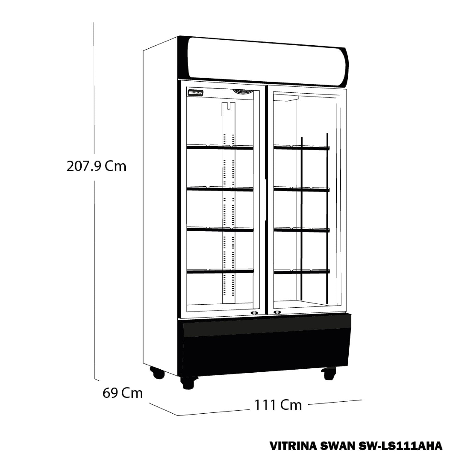 Vitrina Refrigerante SWAN 768 L 2 PUERTAS | SW-LS 111-2P