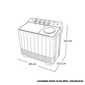LAVADORA SWAN REVOLUTION DOBLE TINA 15 KG GRIS XN | SW 150