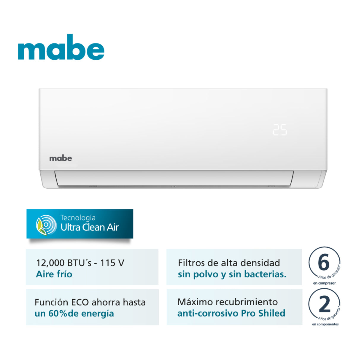 Aire Acondicionado Tradicional 110v 12.000 BTU Mabe - MMT12CABWCC32EC1