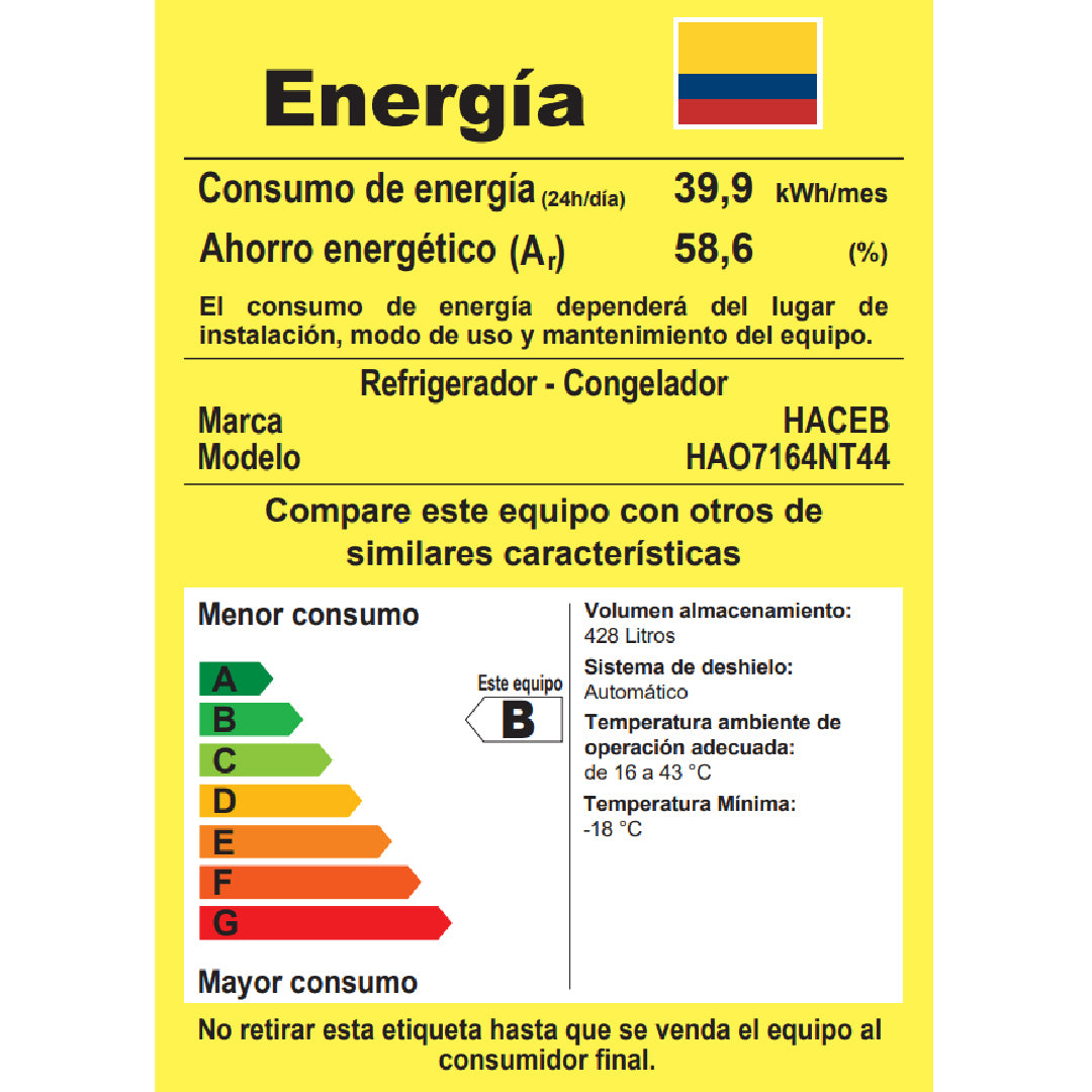 Nevera Haceb No Frost 448 L Manija Integrada Titanio - ALC 448 SE DA MI TI R2
