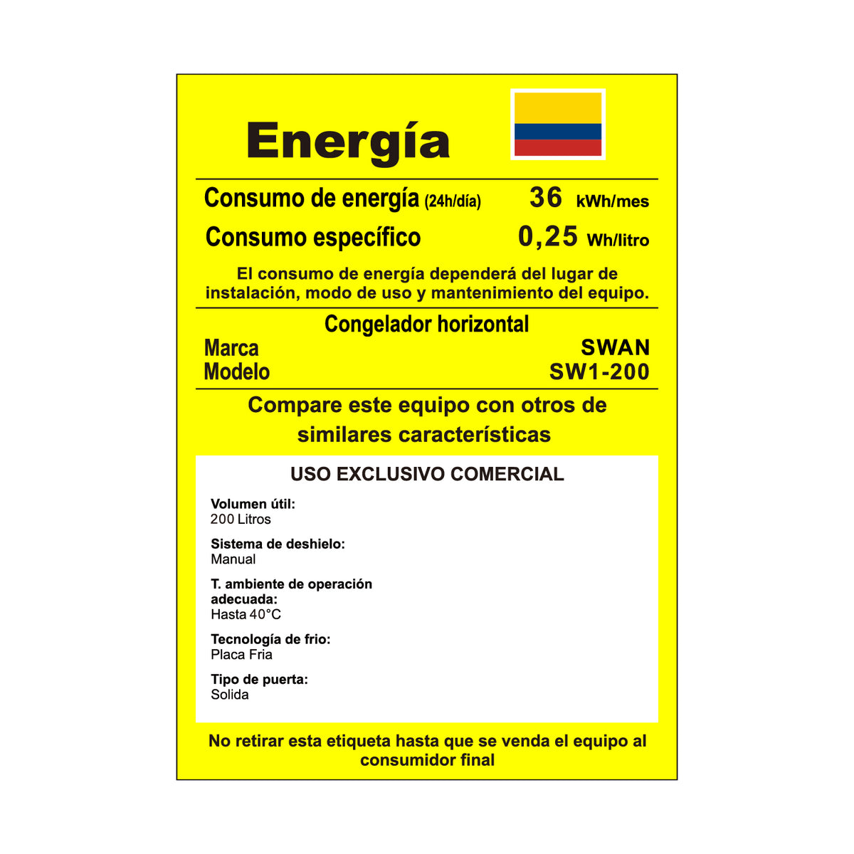 CONGELADOR HORIZONTAL SWAN 200 LITROS | SW1-200