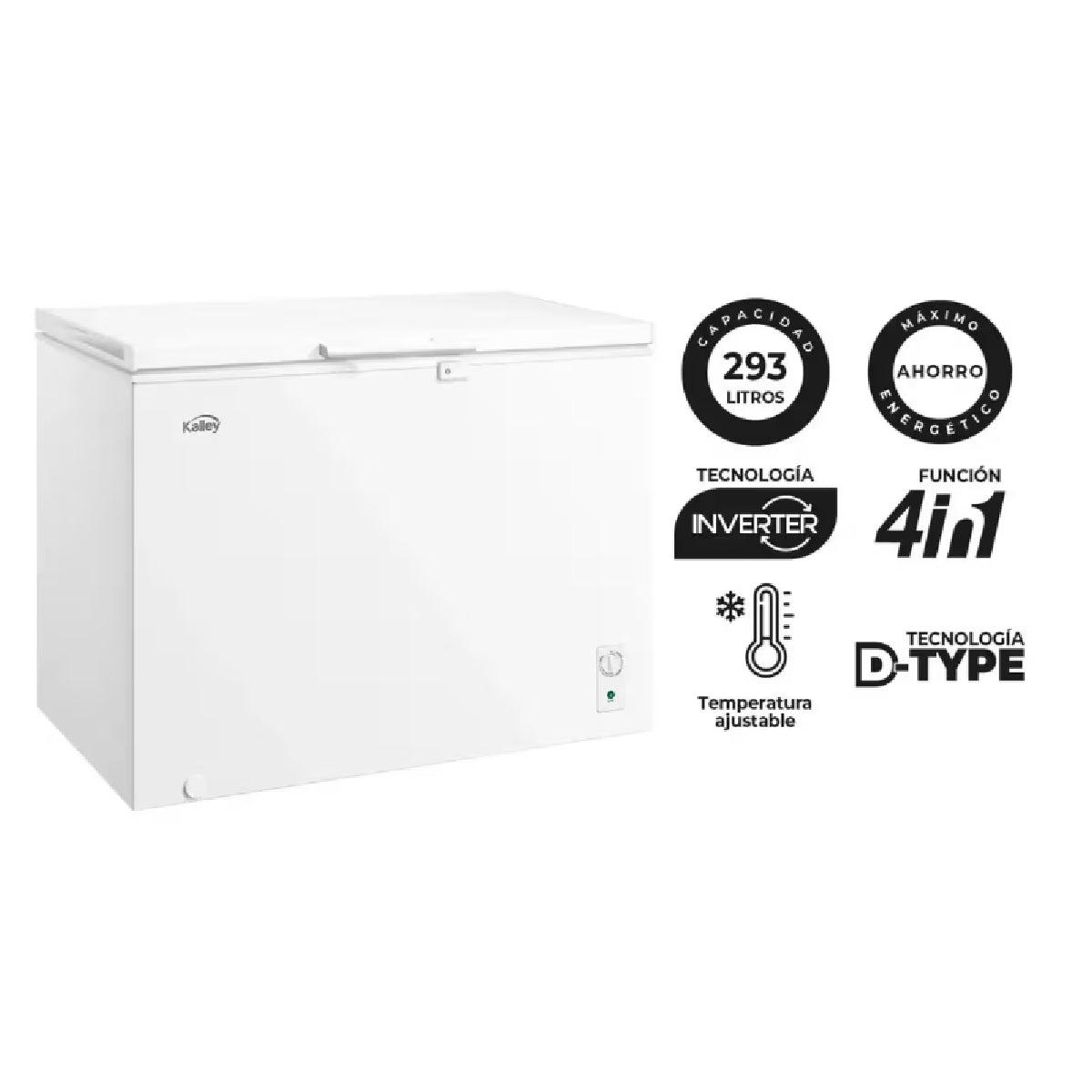 Congelador horizontal Inverter KALLEY Dual 293 Litros K-CH293LI Blanco