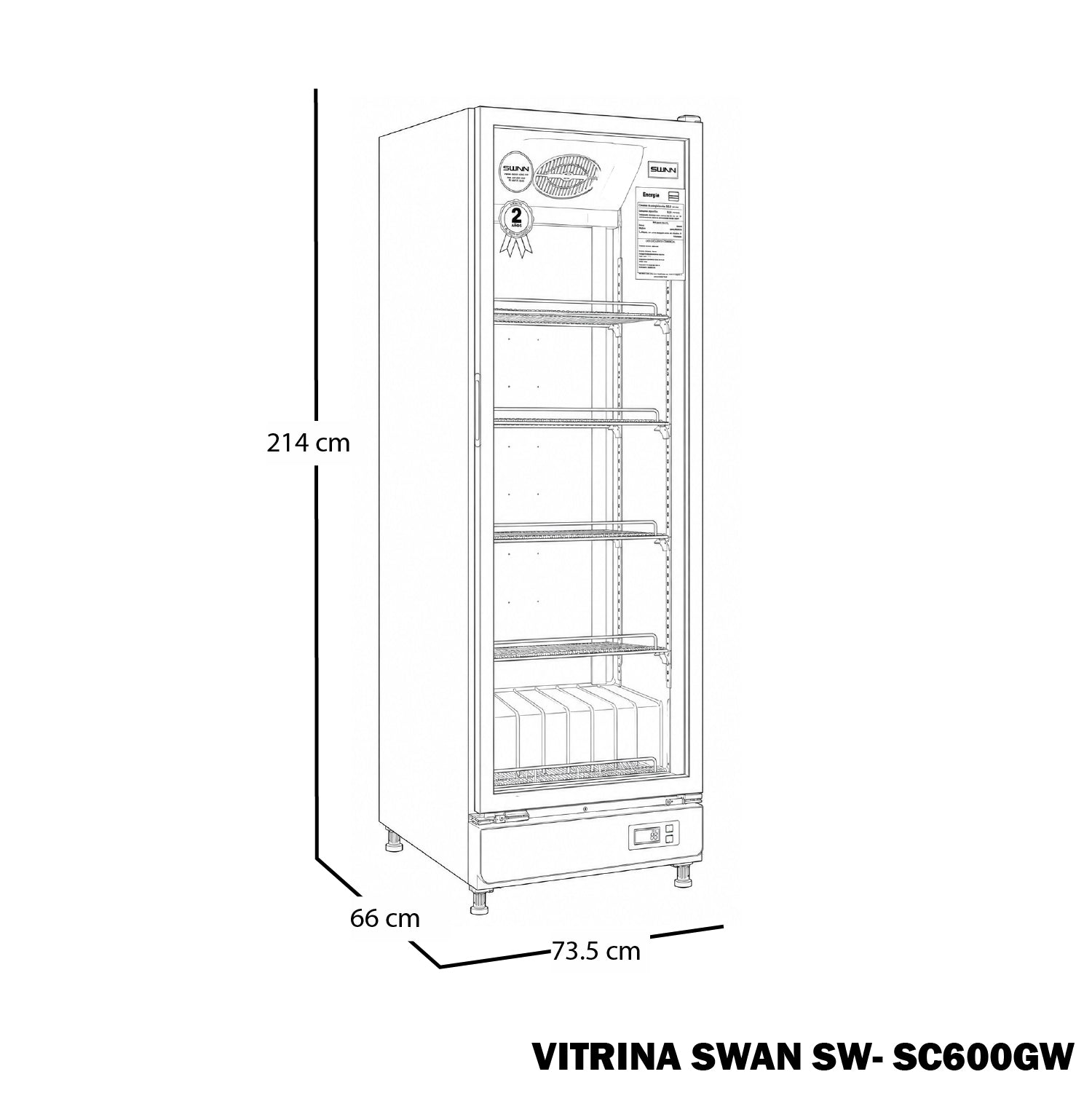 VITRINA REFRIGERADA SWAN 591 LITROS | SW-SC 600 GW