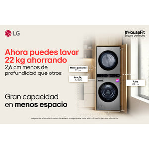 Torre de lavado LG secado a gas 22 kg Plata AIDD ThinQ | WK22VS6P