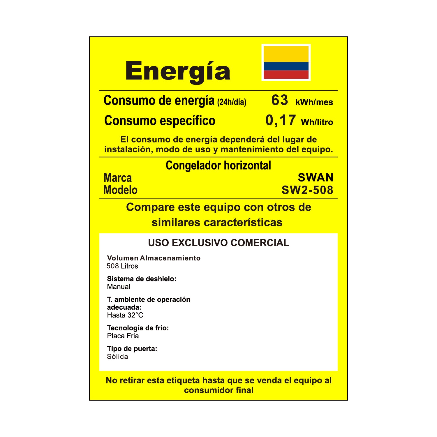 CONGELADOR HORIZONTAL SWAN 508 LITROS 2 PUERTAS | SW2-508