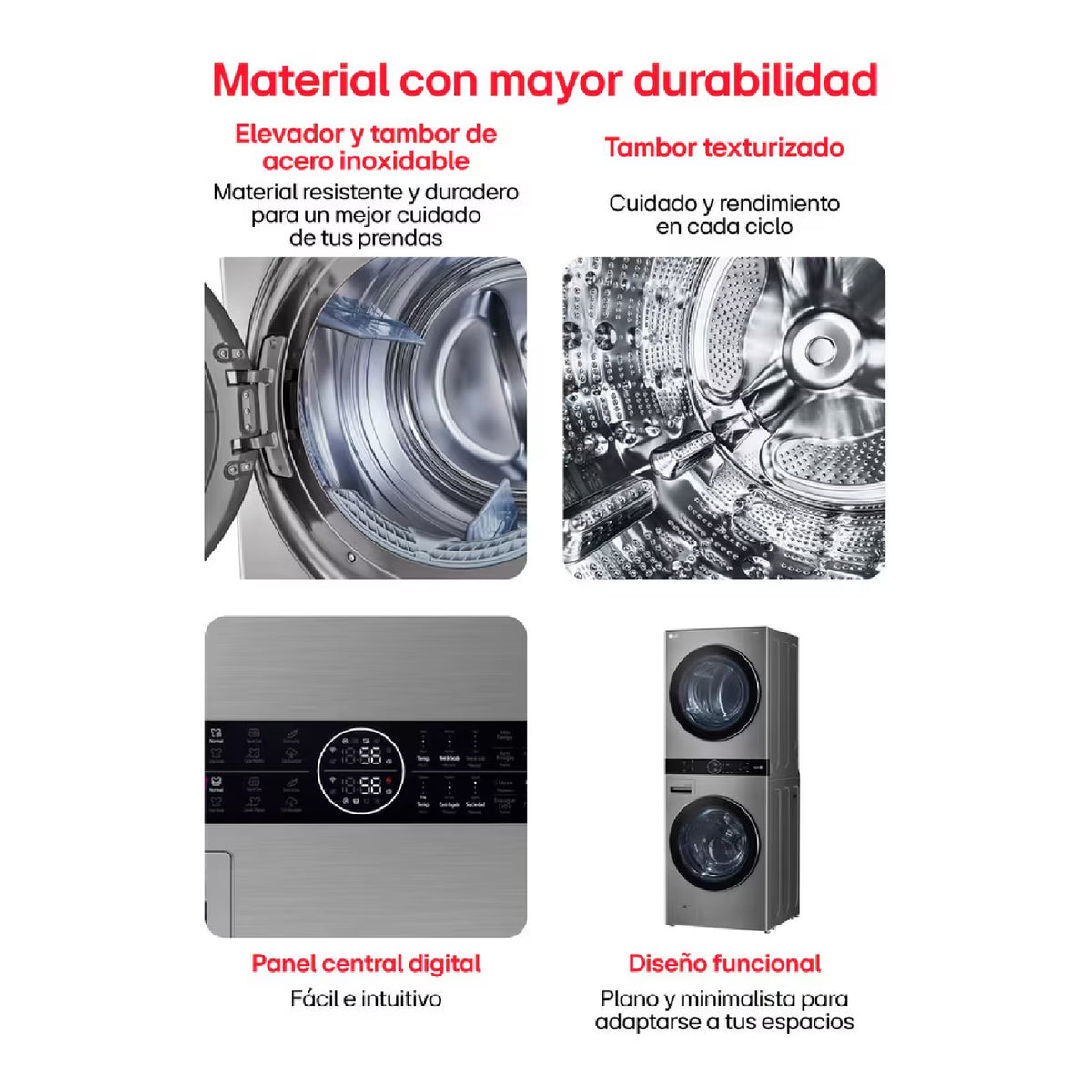 Torre de lavado LG secado a gas 22 kg Plata AIDD ThinQ | WK22VS6P
