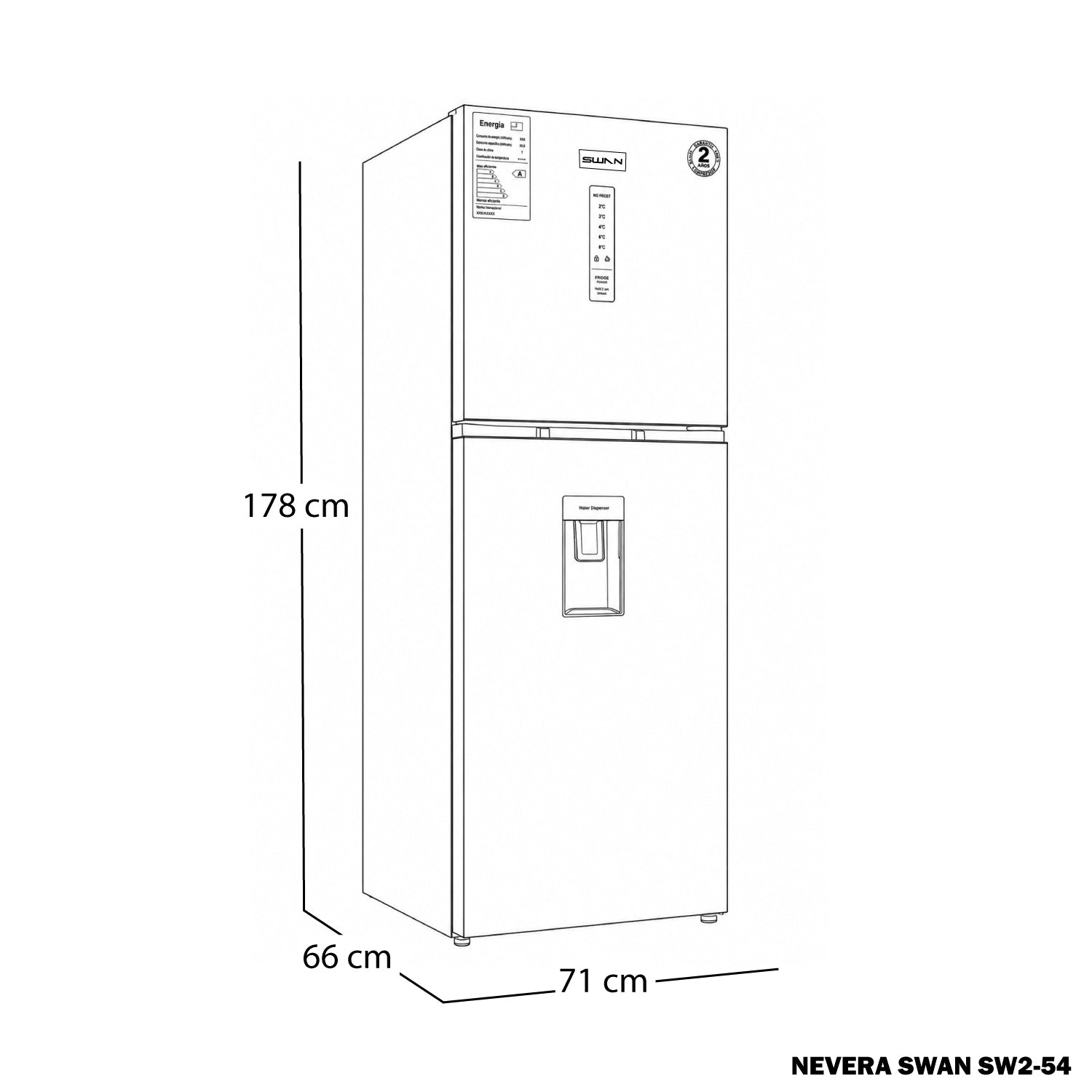 Nevera Swan 413 L No Frost con panel digital Dark Grey | SW 2-54