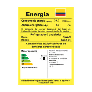 Nevera Swan 413 L No Frost con panel digital Dark Grey | SW 2-54