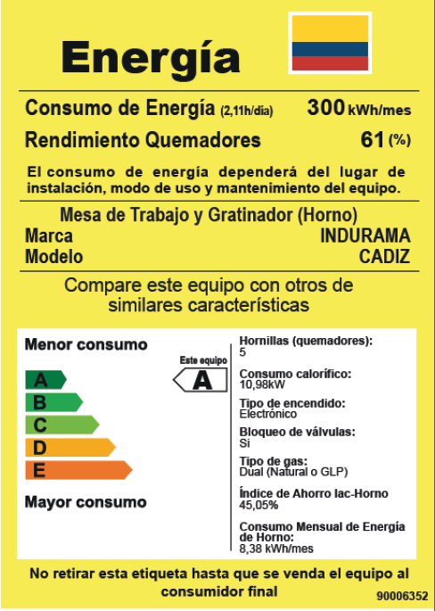 ESTUFA INDURAMA CADIZ 4P GN V GE