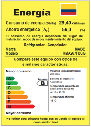 Nevera No Frost 267 L Brutos Grafito Mabe - RMA267FBCG