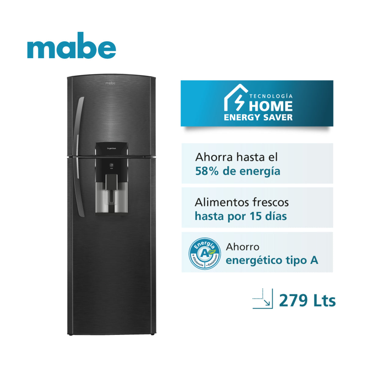 Nevera No Frost 313 L Brutos Black Steel Mabe - RMA313FXCC