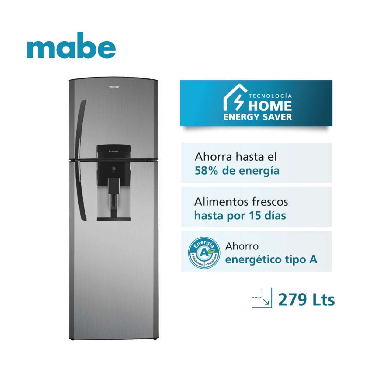 Nevera No Frost 313 L Brutos Platinum Mabe - RMA313FXCT