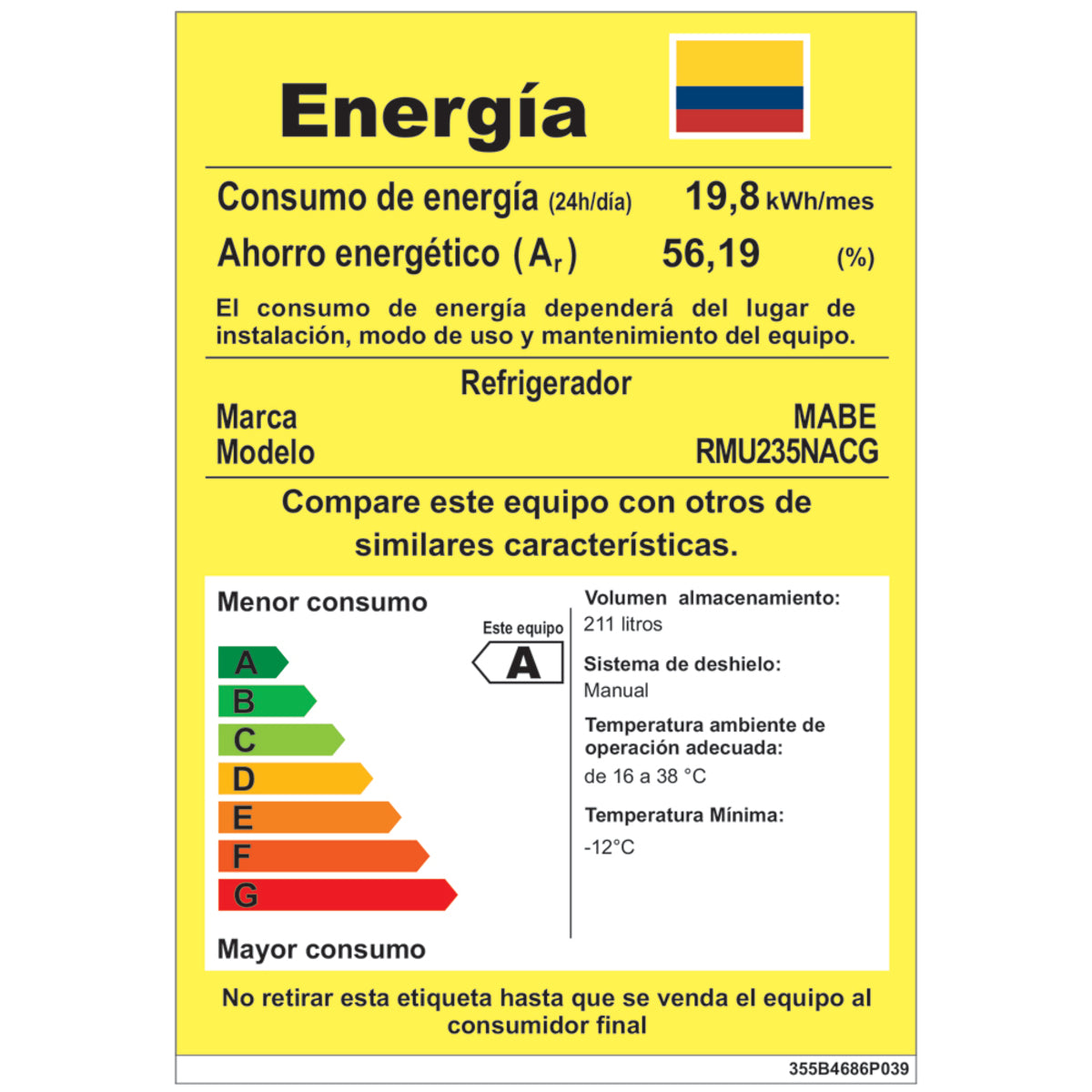 Nevera Convencional 235 Lts. Brutos Grafito Mabe - RMU235NACG